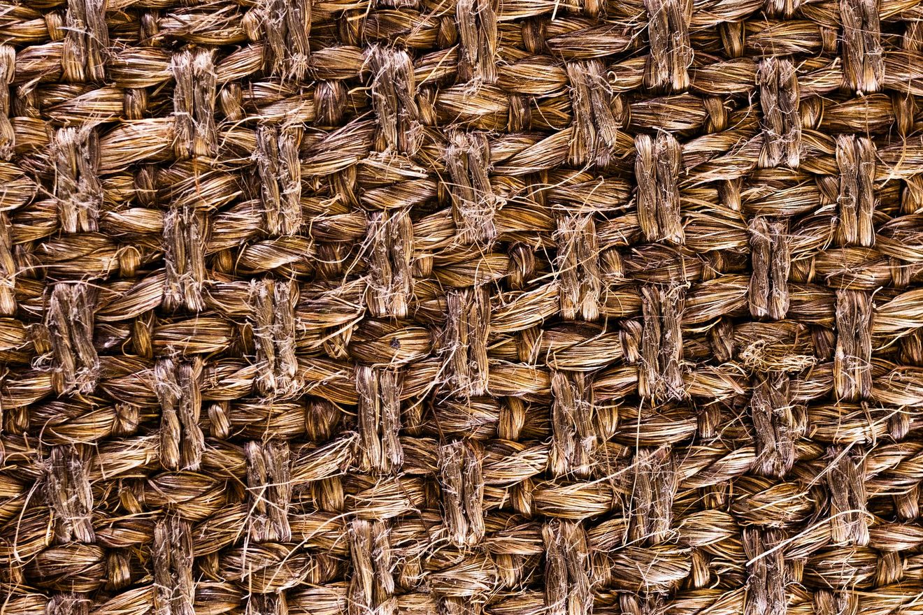 Close-up of woven natural grasscloth fibers